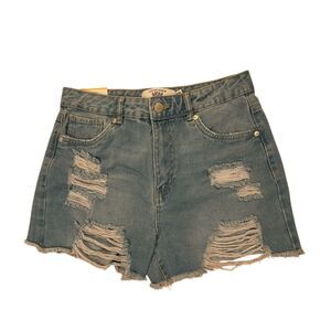 Women's Distressed High Rise Denim Shorts Blue Size 7 Casual